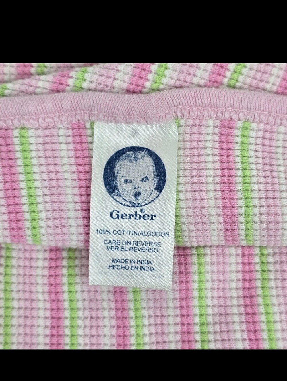 Gerber Pink, Light Green & White Striped Baby Blanket